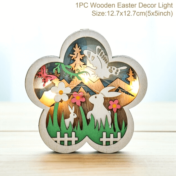 WOODEN EASTER DECOR LED LIGHT
