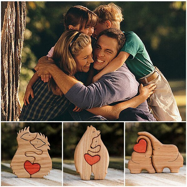Hand-carved Wooden Cuddling Animals💕-Best gift to your loved one🎁