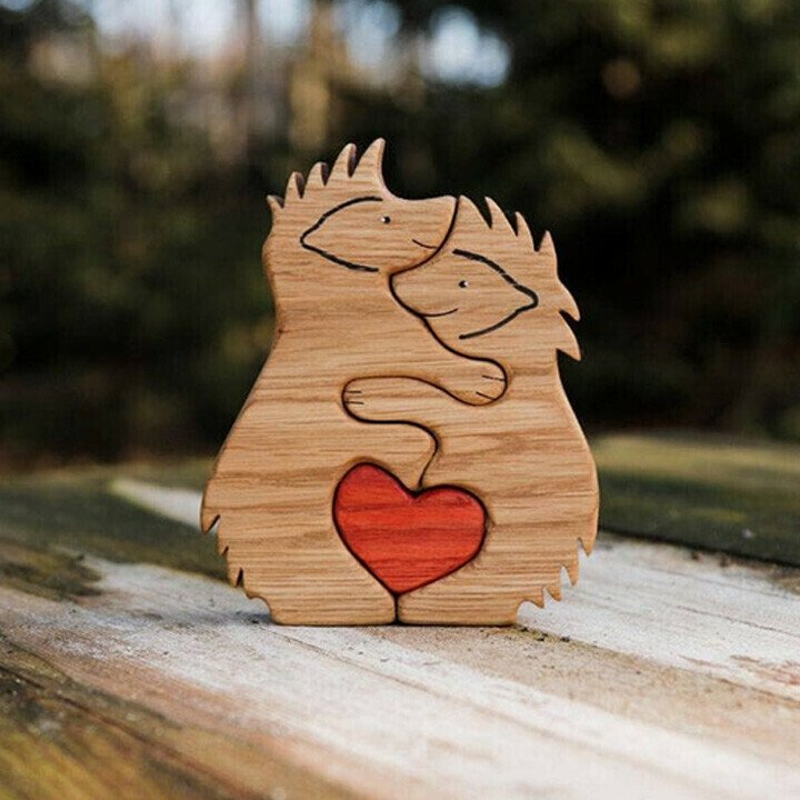 Hand-carved Wooden Cuddling Animals💕-Best gift to your loved one🎁