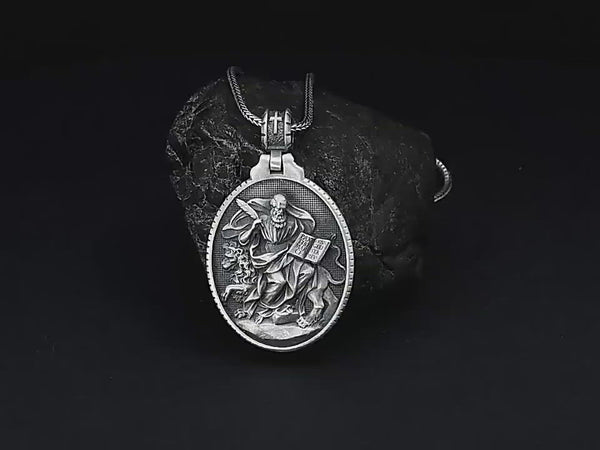 Pure Tin Saint Mark Necklace,the patron saint of lions , lawyers, notaries, opticians, pharmacists, painters, secretaries, interpreters, prisoners etc