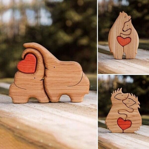 Hand-carved Wooden Cuddling Animals💕-Best gift to your loved one🎁