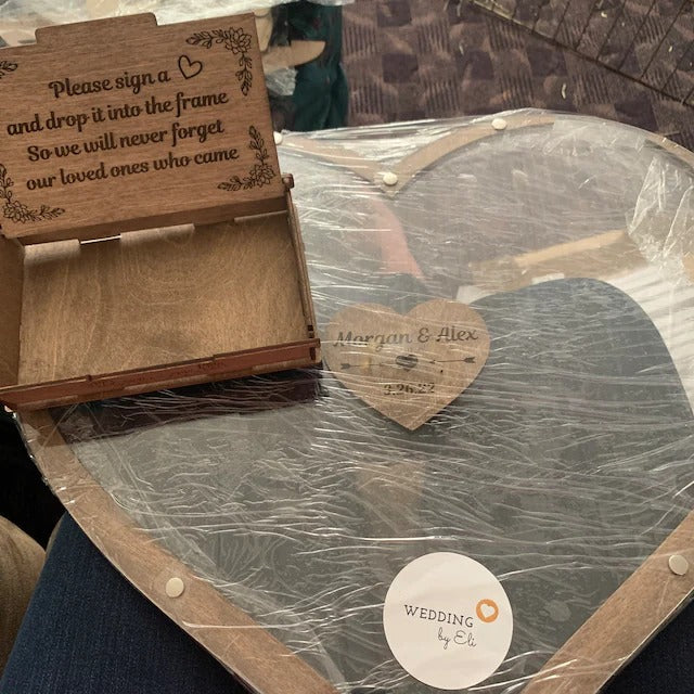 Hearts Wedding Guest Book Alternative, Custom Drop Box, Unique Wooden Boho and Rustic Wedding Decor, Anniversary