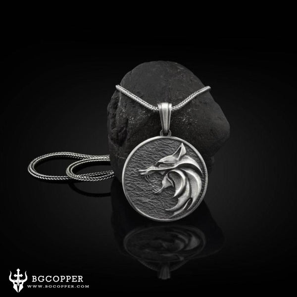 Pure Tin White Wolf Necklace - Witcher Medallion & Amulet - BGCOPPER