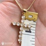 Gold cross necklace cubic zirconia diamonds, Religious Necklace - BGCOPPER