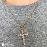 Gold cross necklace cubic zirconia diamonds, Religious Necklace - BGCOPPER