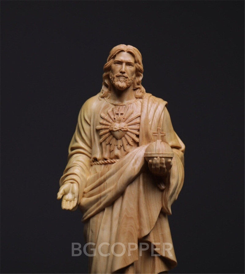 Hand Carved Southern European boxwood  Sacred Heart of Jesus
