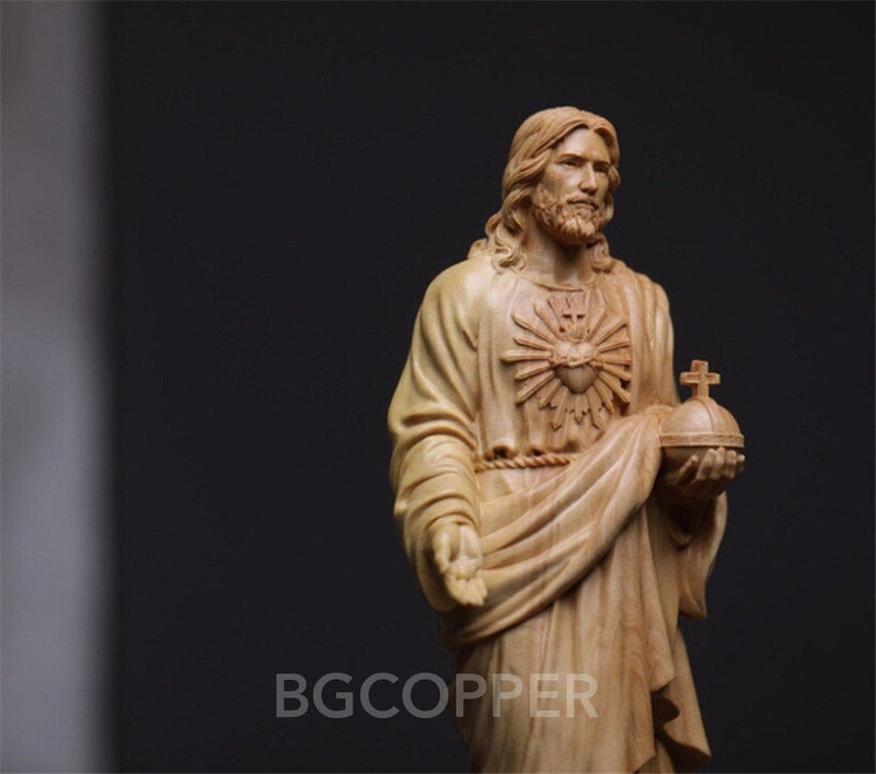 Hand Carved Southern European boxwood  Sacred Heart of Jesus