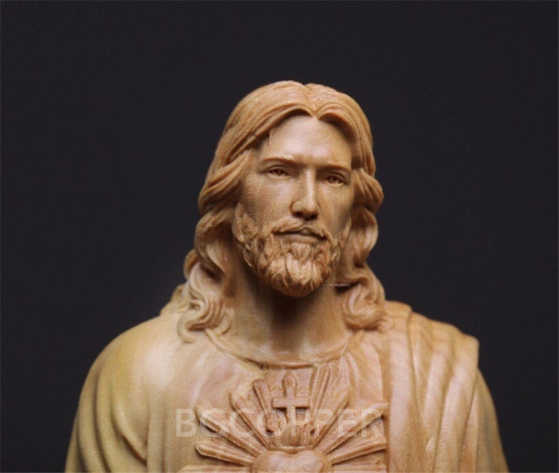 Hand Carved Southern European boxwood  Sacred Heart of Jesus