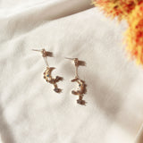 Moon and Stars Night Sky Pearl Earrings