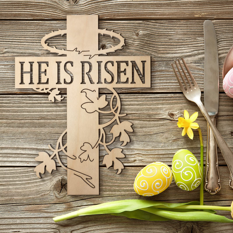 2022 New Easter Wooden Pendant he is risen
