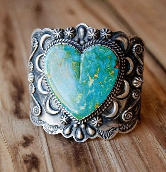 Silver love turquoise ring