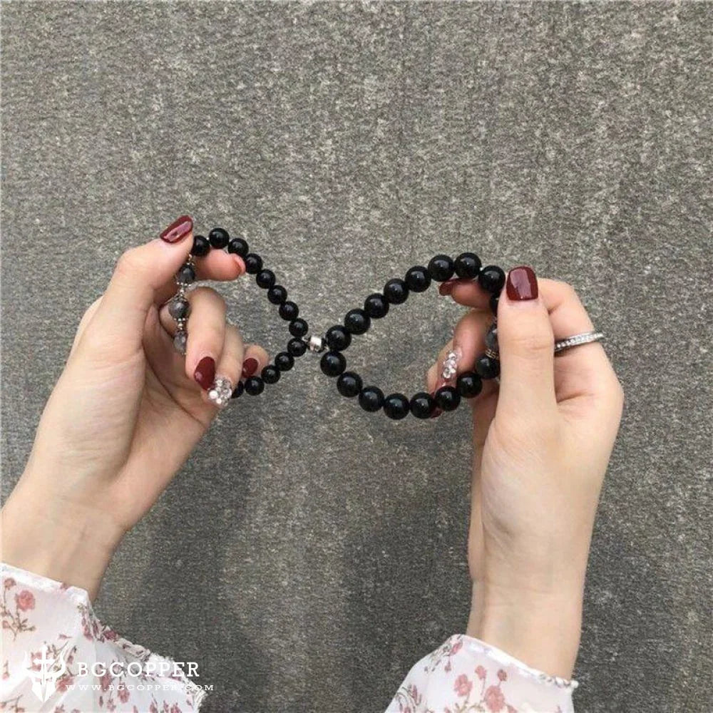 Black Energy Bead Distance Couple Magnetic Bracelet – BGCOPPER