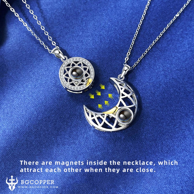 Sun&moon 100 languages i love on sale you projection bff couples necklace
