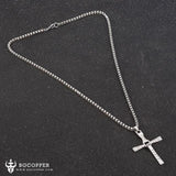 Rhinestone Cross Crystal Pendant Chain Necklace Men Jewelry - BGCOPPER