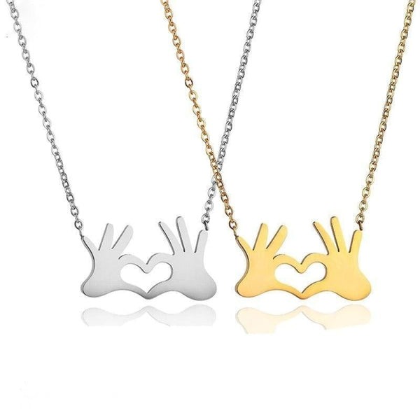 Gold Silver Color Palm Heart Pendant Necklace Couple Jewelry - BGCOPPER